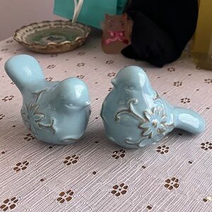 Blue Ceramic Bird Figurines